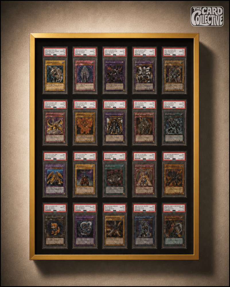 Premium aluminium metal trading card wall display frame case for Pokémon cards, MTG cards, Yu-Gi-Oh! cards, One Piece cards and sports cards, graded card wall display, PSA card frame, CGC card display, BGS slab display, One Touch magnetic holder display,